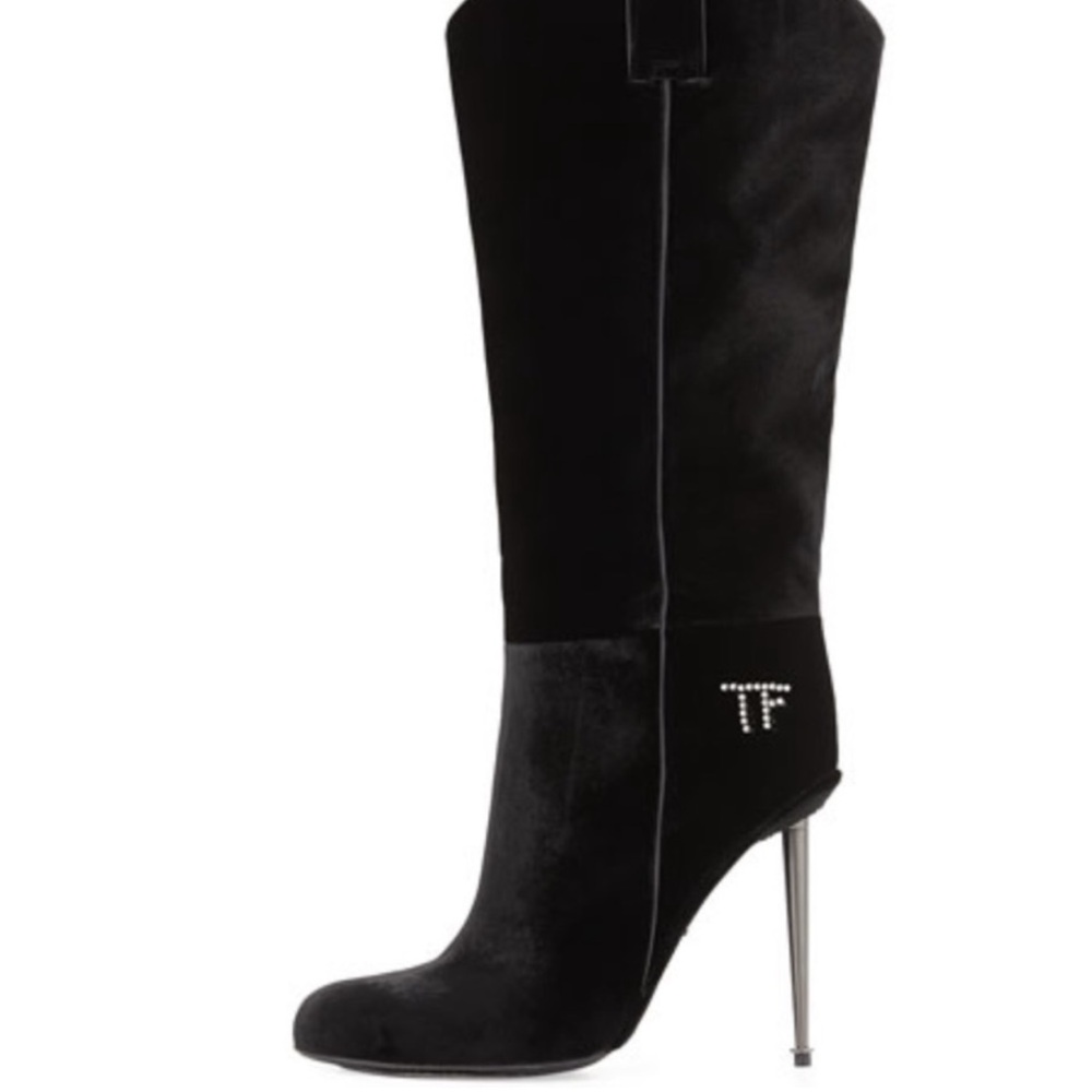 Tom ford black velvet boots size 9